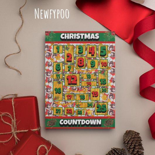 Newfypoo Dog Counting Kerstmis Advent Calendar Feestdagenkaart