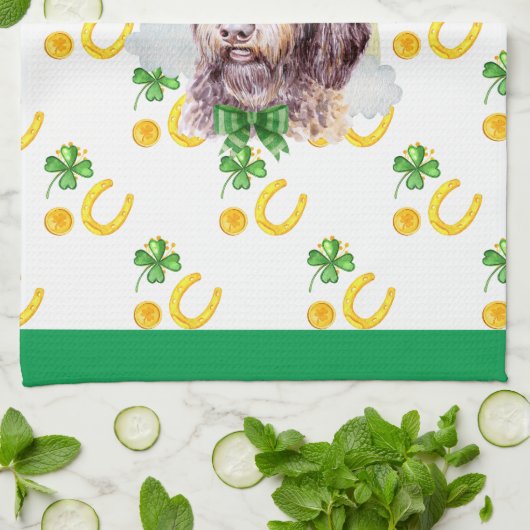 Newfypoo Dog Holiday Home Decor St Patricks Day Theedoek (Gevouwen)