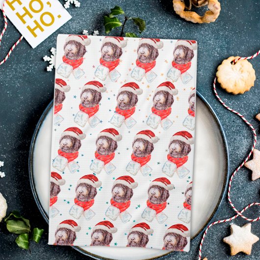 Newfypoo-hondenras Kerststerren Theedoek