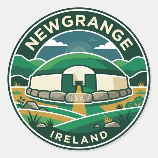 Newgrange Ierland Ronde Sticker (Voorkant)