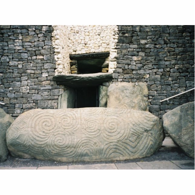Newgrange Ireland, oude spiraalsymbolen Staand Fotobeeldje (Voorkant)