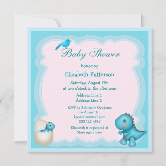 Newly Hatched Baby Boy Dinosaur Baby shower Kaart (Voorkant)