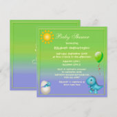 Newly Hatched Baby Boy Dinosaur Baby shower Kaart (Voorkant / Achterkant)