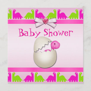 Newly Hatched Baby Girl Dinosaur Baby shower Kaart