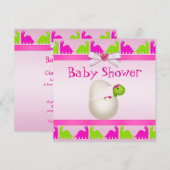 Newly Hatched Baby Girl Dinosaur Baby shower Kaart (Voorkant / Achterkant)