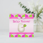 Newly Hatched Baby Girl Dinosaur Baby shower Kaart (Staand voorkant)
