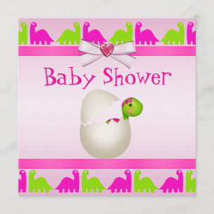 Newly Hatched Baby Girl Dinosaur Baby shower Kaart