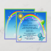 Newly Hatched Boy Dinosaur Rainbow Baby shower Kaart (Voorkant / Achterkant)