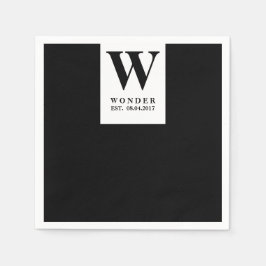 Newly Wed Monogram black minimalist Wedding  Servet