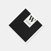 Newly Wed Monogram black minimalist Wedding  Servet (Hoek)