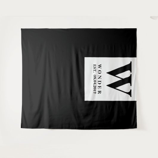 Newly Wed Monogram black Wedding backdrop Wandkleed (Voorkant (horizontaal))