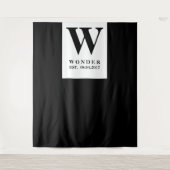 Newly Wed Monogram black Wedding backdrop Wandkleed (Voorkant)