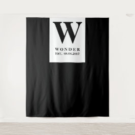 Newly Wed Monogram black Wedding backdrop Wandkleed
