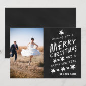 NEWLY WEDS CHALKBOARD FOTO HOLIDAY GREETCARD FEESTDAGENKAART (Voorkant / Achterkant)