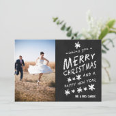 NEWLY WEDS CHALKBOARD FOTO HOLIDAY GREETCARD FEESTDAGENKAART (Staand voorkant)
