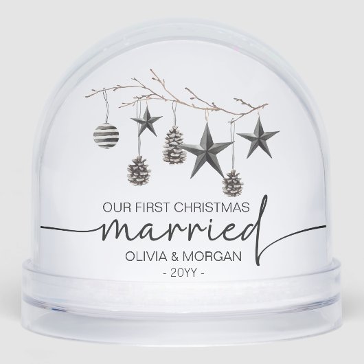 Newly weds first christmas married personalized sneeuwbol (Voorkant)