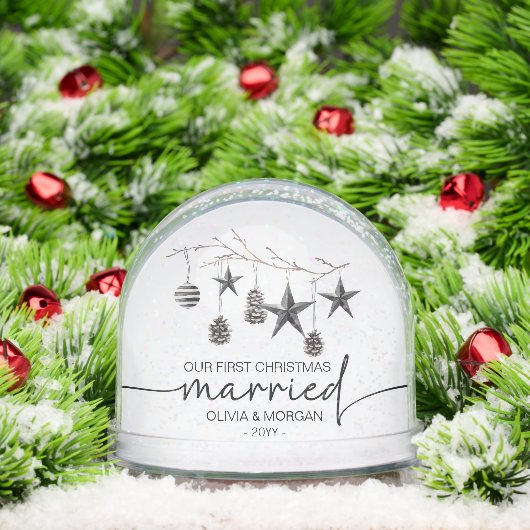 Newly weds first christmas married personalized sneeuwbol (Kerstmis)