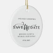 Newly Weds Photo First Christmas Save the Date Keramisch Ornament (Rechts)
