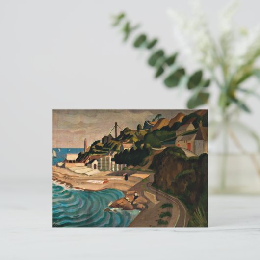 Newlyn, kijkend naar Mousehole - Currie kunst Briefkaart (Staand voorkant)