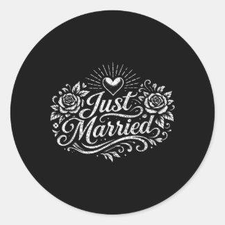 Newlywed Couple Just Married Clic Honeymoon Ronde Sticker