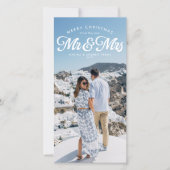 Newlywed first Christmas as Mr and Mrs photo Feestdagenkaart (Voorkant)