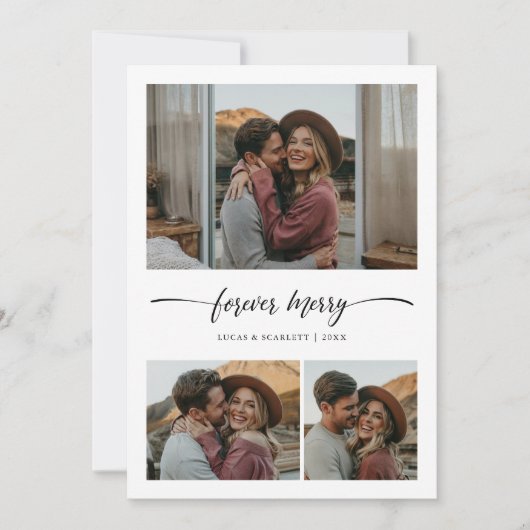 Newlywed First Christmas Forever Merry Photo Feestdagenkaart (Voorkant)