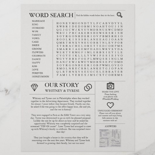 Newlywed Times Newspaper Wedding Program  Flyer (Achterkant)