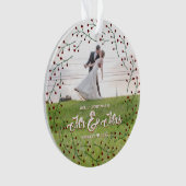 Newlyweds 1st Christmas Mr & Mrs Holly Photo Ornament (voorkant)