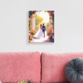 Newlyweds Bride & Groom Wedding Painting Canvas Afdruk (Insitu (Woonkamer))