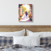 Newlyweds Bride & Groom Wedding Painting Canvas Afdruk (Insitu (Slaapkamer))