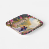 Newlyweds Bride & Groom Wedding Painting Papieren Bordje (Gebogen)