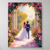 Newlyweds Bride & Groom Wedding Painting Poster (Voorkant)