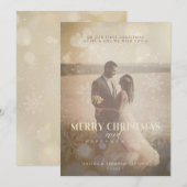 Newlyweds Custom Photo Elegant Golden Snowflake Feestdagenkaart (Voorkant / Achterkant)