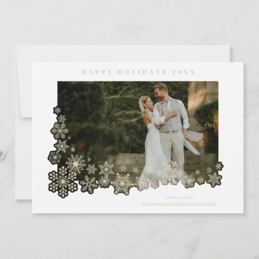 Newlyweds First Christmas Snowflakes Frame Photo (Voorkant)