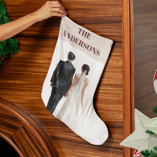 Newlyweds Personalized Photo Christmas Stocking Grote Kerstsok