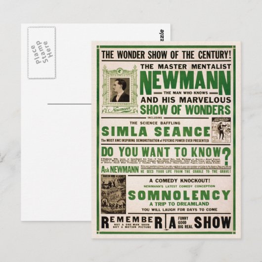 Newmann: Master Mentalist, 1930 Briefkaart (Voorkant / Achterkant)