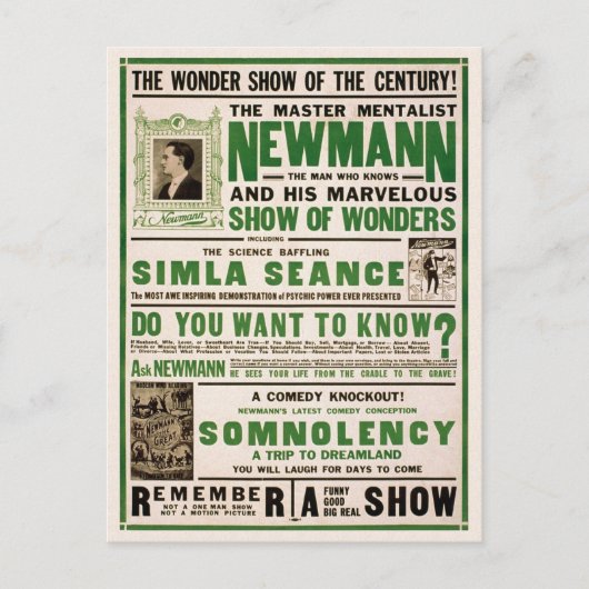 Newmann: Master Mentalist, 1930 Briefkaart (Voorkant)