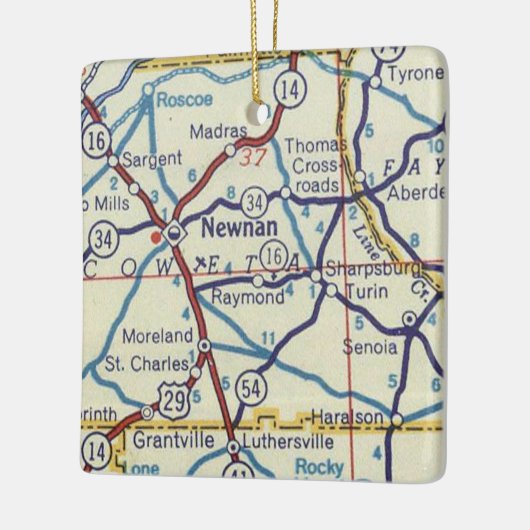 Newnan GA Map Keramisch Ornament (Links)