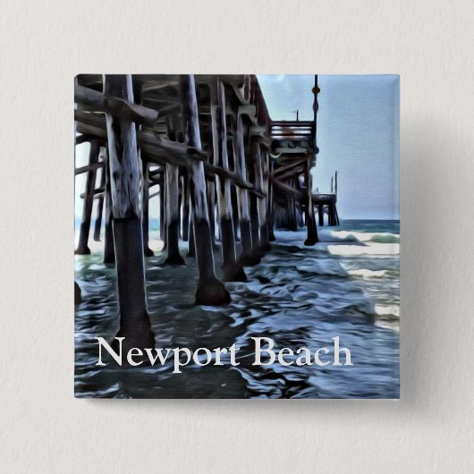 Newport Beach - 2 Inch Square Button (Voorkant)