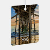 Newport Beach Balboa Pier 2-zijdig, Metalen Ornament (Voorkant Rechts)