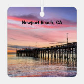 Newport Beach Balboa Pier 2-zijdig, Metalen Ornament (Achterkant)