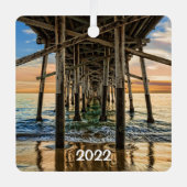 Newport Beach Balboa Pier 2-zijdig, Metalen Ornament (Voorkant)