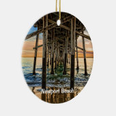 Newport Beach Balboa Pier 2 zijkant ronde Keramisch Ornament (Rechts)