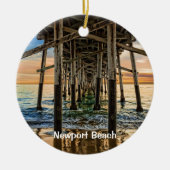 Newport Beach Balboa Pier 2 zijkant ronde Keramisch Ornament (Voorkant)