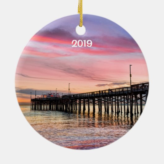 Newport Beach Balboa Pier 2 zijkant ronde Keramisch Ornament (Achterkant)