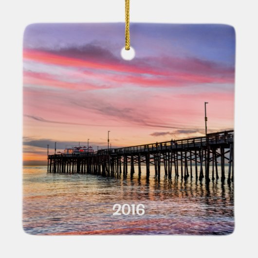 Newport Beach Balboa Pier Keramisch Ornament (Achterkant)
