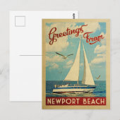 Newport Beach Briefkaart Sailboot  Californië (Voorkant / Achterkant)