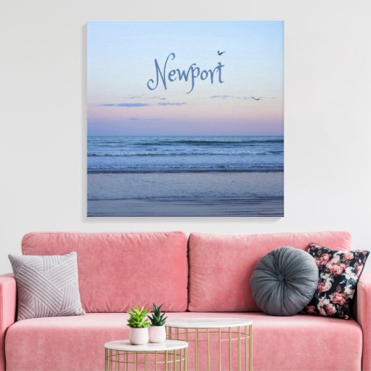 Newport Beach California Ocean Sunrise Blue Canvas Afdruk (Insitu (Woonkamer))