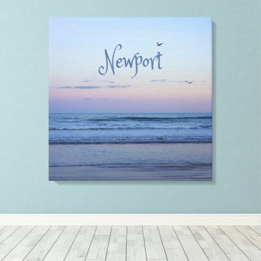 Newport Beach California Ocean Sunrise Blue Canvas Afdruk (Insitu (Houten vloer))