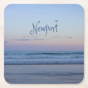 Newport Beach California Ocean Sunrise Blue Kartonnen Onderzetters